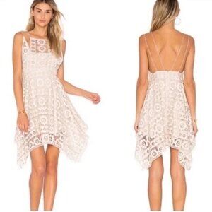 NWT Free People Just Like Honey Dress Size 4 Ivory Crochet Lace Handkerchief Hem